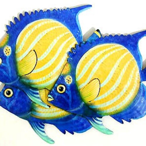 TROPICAL FISH Outdoor Metal Wall Art Painted Metal Art - Etsy