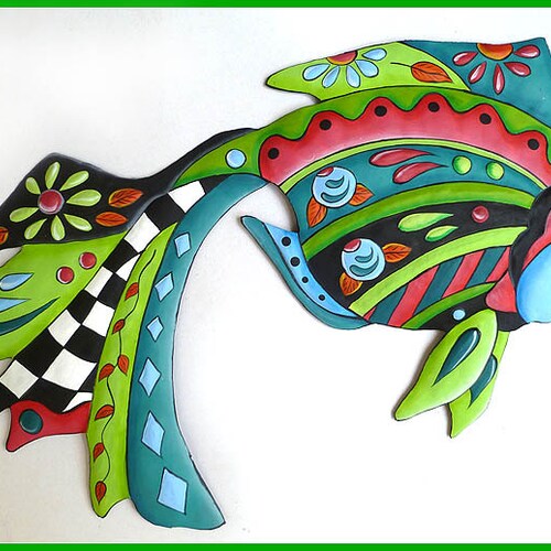 TROPICAL FISH Metal Wall Art Hand Painted Metal Wall Etsy