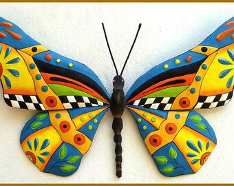 PAINTED BUTTERFLY, Choice of 2 Colors, Metal Wall Art, Wall Art, Outdoor wall art, Metal Art, Butterfly Wall Hanging, Garden Decor, J-902