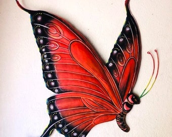 PAINTED BUTTERFLY , Choice of 2 colors. Metal Butterfly, Butterfly Metal Art, Butterfly Art, Outdoor Metal Wall Art, Garden Art, BU-526