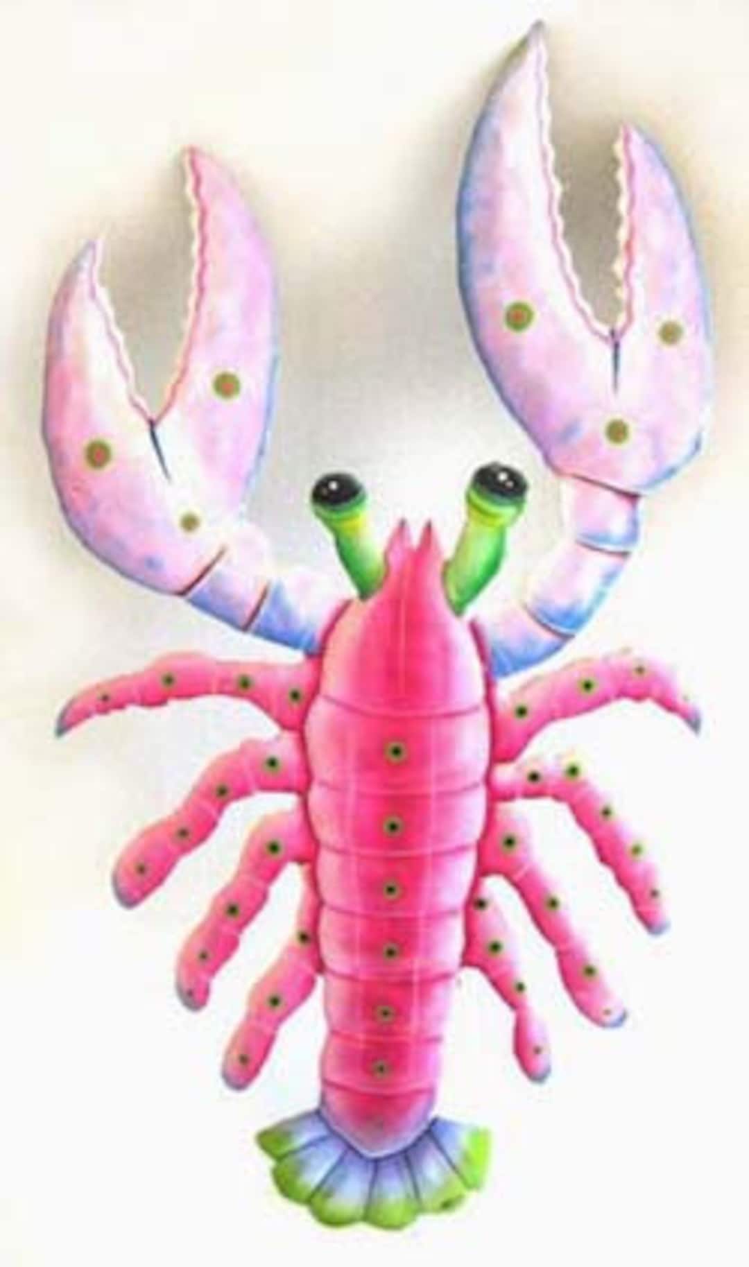 PAINTED METAL LOBSTER, Metal Wall Hanging, Outdoor Metal Art, Lobster