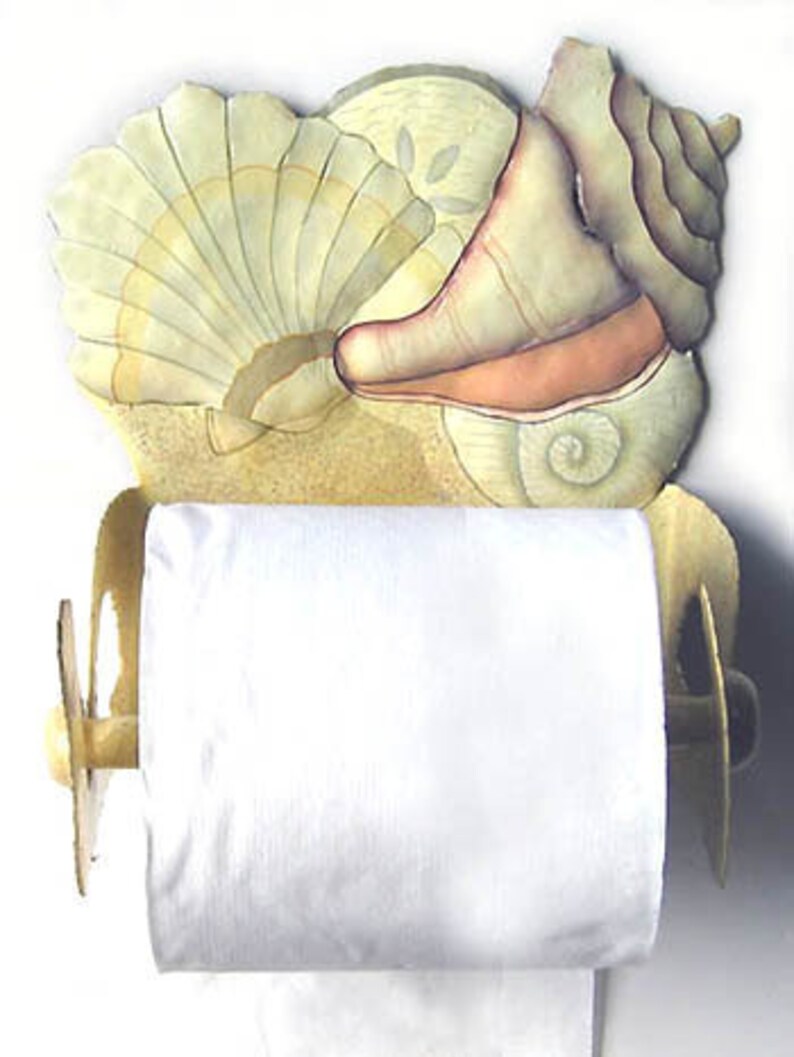 TOILET PAPER HOLDER Hand Painted Metal Art Tropical Bathroom Etsy
