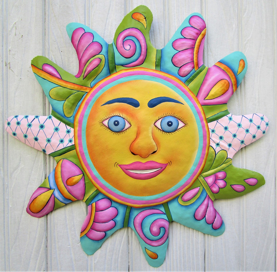 METAL SUN 4 Color Choices Outdoor Metal Art Sun Wall Etsy