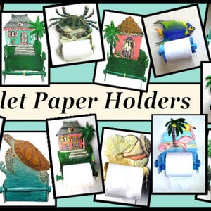 TOILET PAPER HOLDER, 3 Colors, Hand Painted Caribbean House Tropical Bathroom Decor Bathroom Tissue Holder, Toilet Roll Holder 7074-Tp image 4