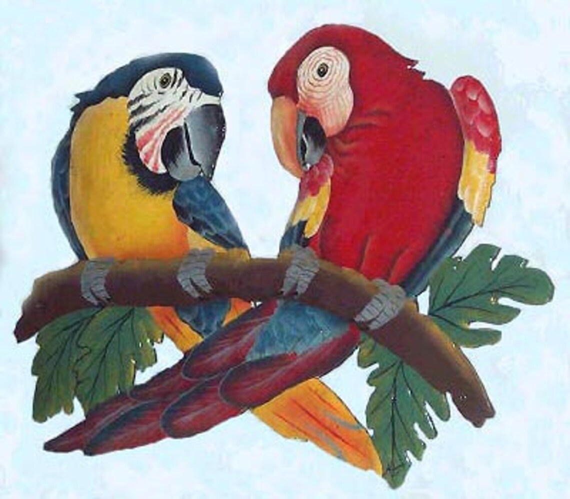 PARROT WALL HANGING Painted Metal Wall Art Macaw Tropical Etsy