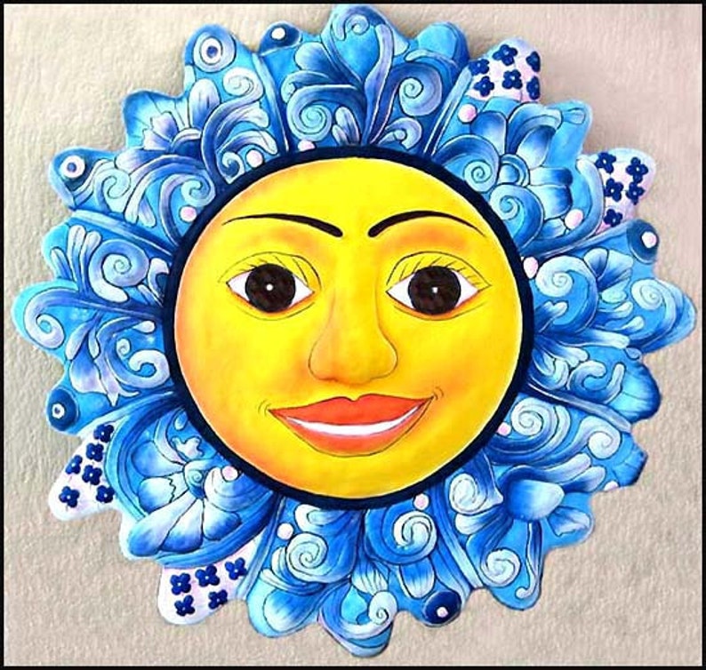 METAL SUN Metal Wall Art Garden Art Pool Decor Painted Etsy
