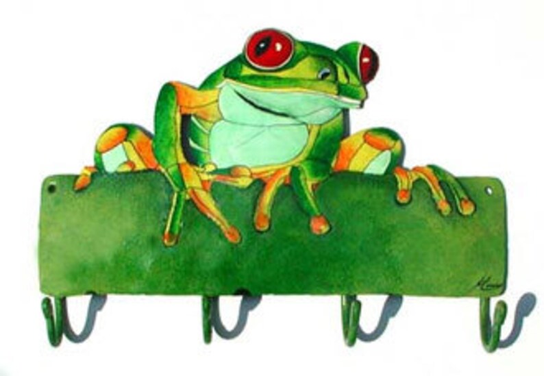 FROG Metal Wall Hook Painted Metal Art Tropical Decor Etsy