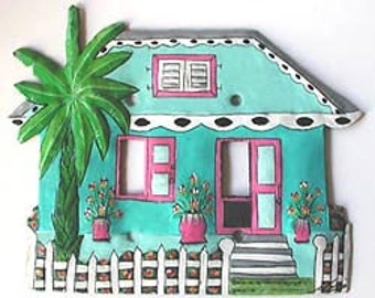 Switchplate Cover, 3 Sizes, Light Switch Covers, Switch Plates, Painted Metal Caribbean House, Switch Plate Covers, Switchplates, S-1025-TQ