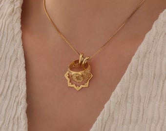 Sterling Silver Sunflower Ring Holder Necklace - Gold Plated Ring Keeper