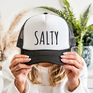 Salty Beach Hat Printed Trucker Hat Summer Baseball Cap Coastal Mom Hat Vacation Hat for Women