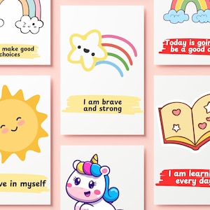 45 Affirmationskarten für Kinder | Affirmationskarten für Vorschulkinder | Positive Printable Karten | 2,9x4,1 und 3x3 (Letter)
