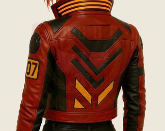 Handmade Sci Fi Leather Jacket, Futuristic Tech Wear for