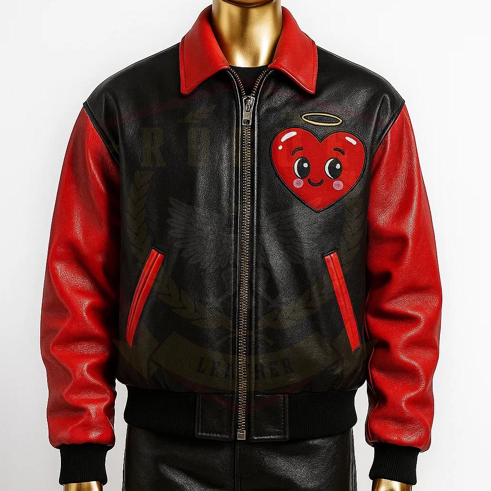 Heart Love Leather Jacket – Cute Valentines Jacket, Lover Leather