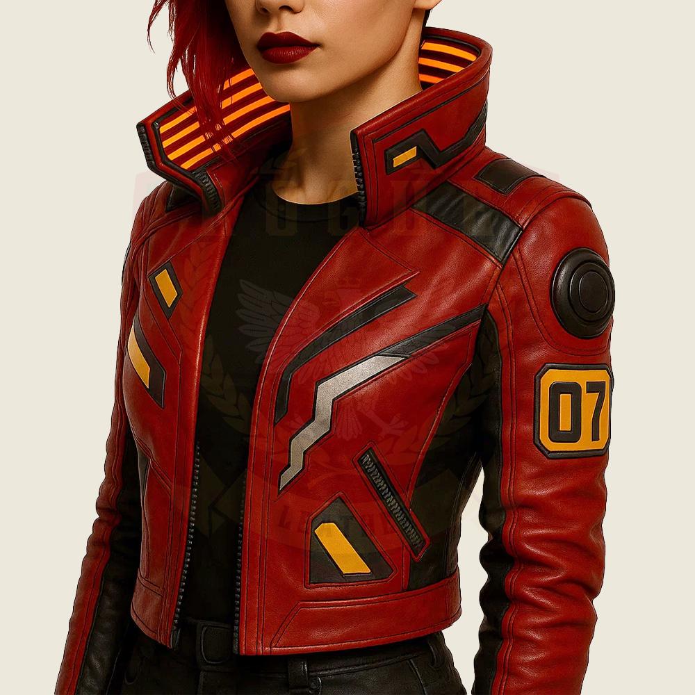 Handmade Sci Fi Leather Jacket, Futuristic Tech Wear for Gamers