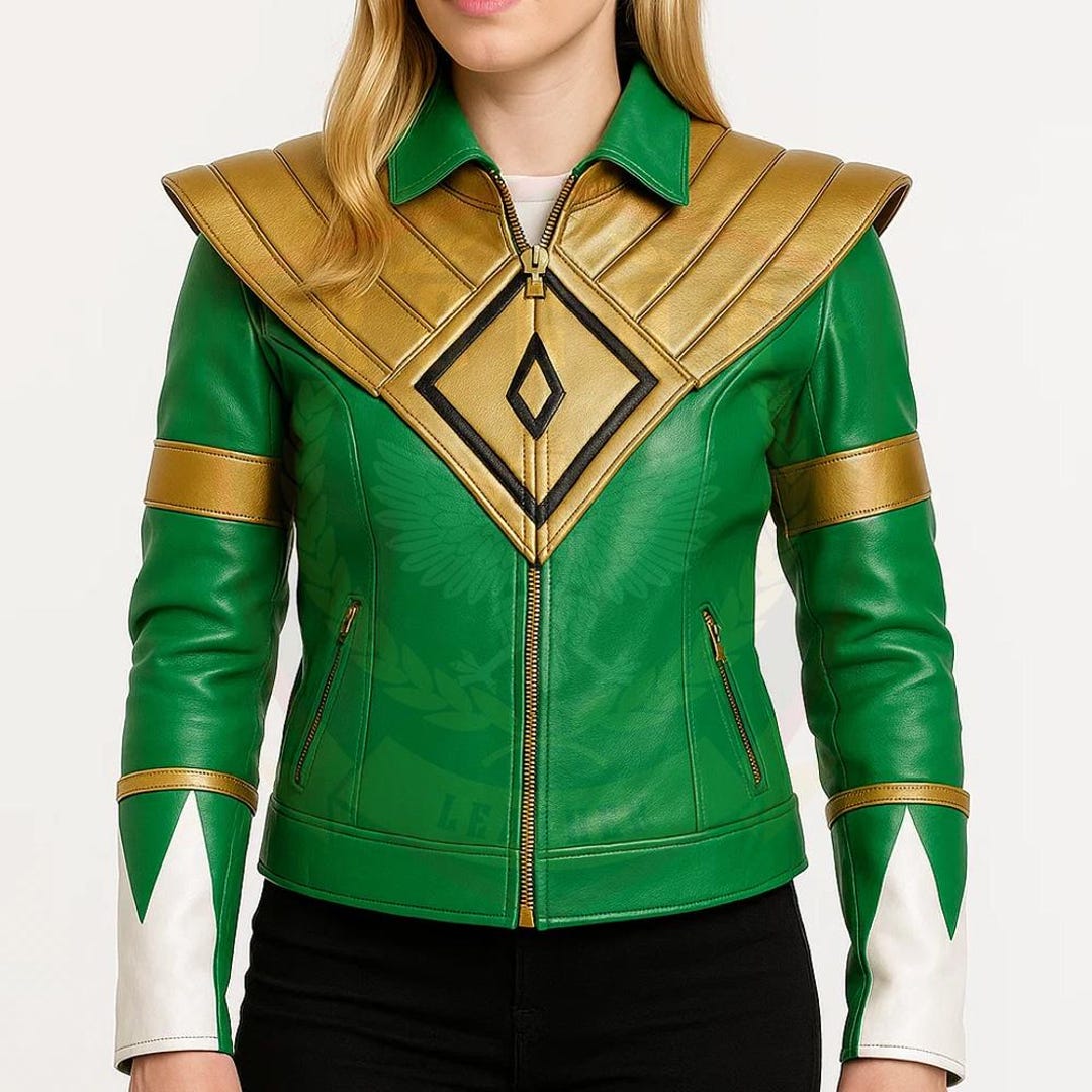 Handcrafted Green Ranger Leather Jacket, Stylish Pink Bomber