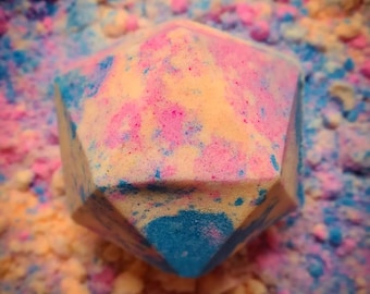 Medium D20 Bath Bomb single die inside - Icosahedron Dice Foaming Bath Bomb - made to order