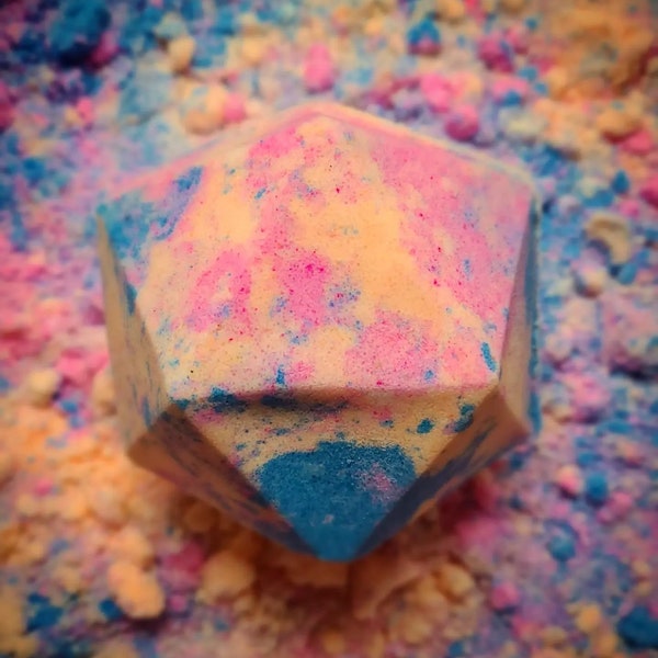 Medium D20 Bath Bomb single die inside - Icosahedron Dice Foaming Bath Bomb - made to order