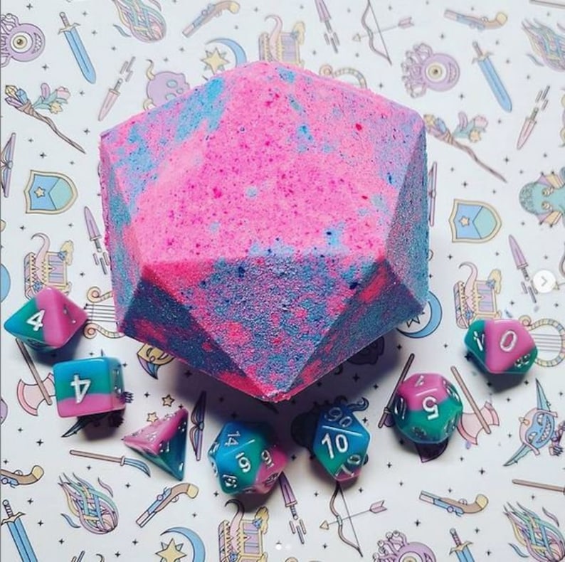 Large D20 Bath Bomb With Complete Suprise Set of Dice Inside Etsy