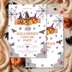 Pumpkins Halloween Party Invitation: Editable Canva Template (Digital Download)