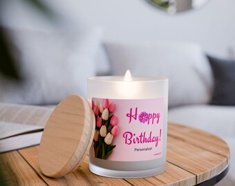Gefrostete Kerze, personalisiertes Geschenk für Mama, alles Gute zum Geburtstag, Frühlingsdekor, Aromatherapie, Raumduft, 11 Unze