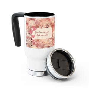 Floral Edelstahl Reisebecher, Thermo-Kaffeetasse, Geschenk für Sie, 14 Unzen Becher, mit Griff