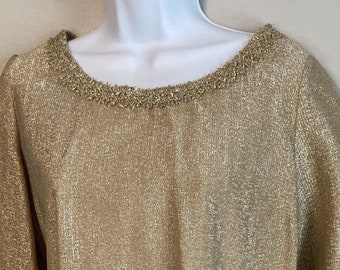 Vintage 1960s Gold Metallic Blouse Fashioned by Alsada Mod