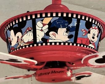 Ventilador de techo vintage de Mickey Mouse de Disney Hollywood de los años 90, color rojo.