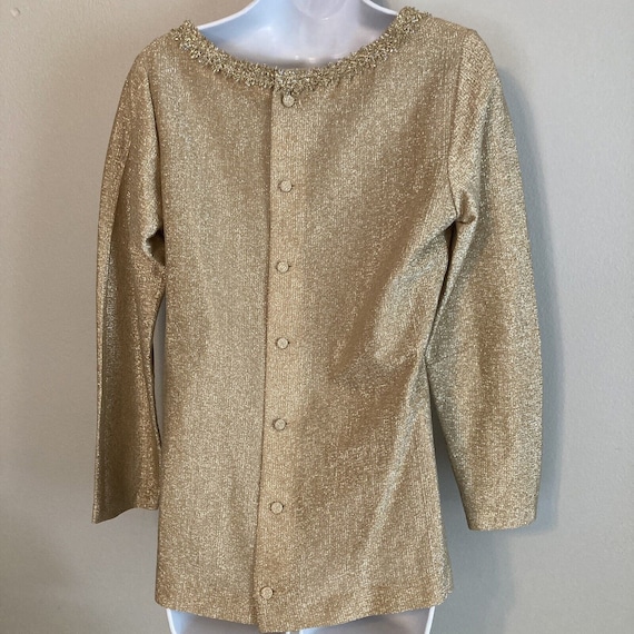 Vintage 1960s Gold Metallic Blouse Fashioned by A… - image 4