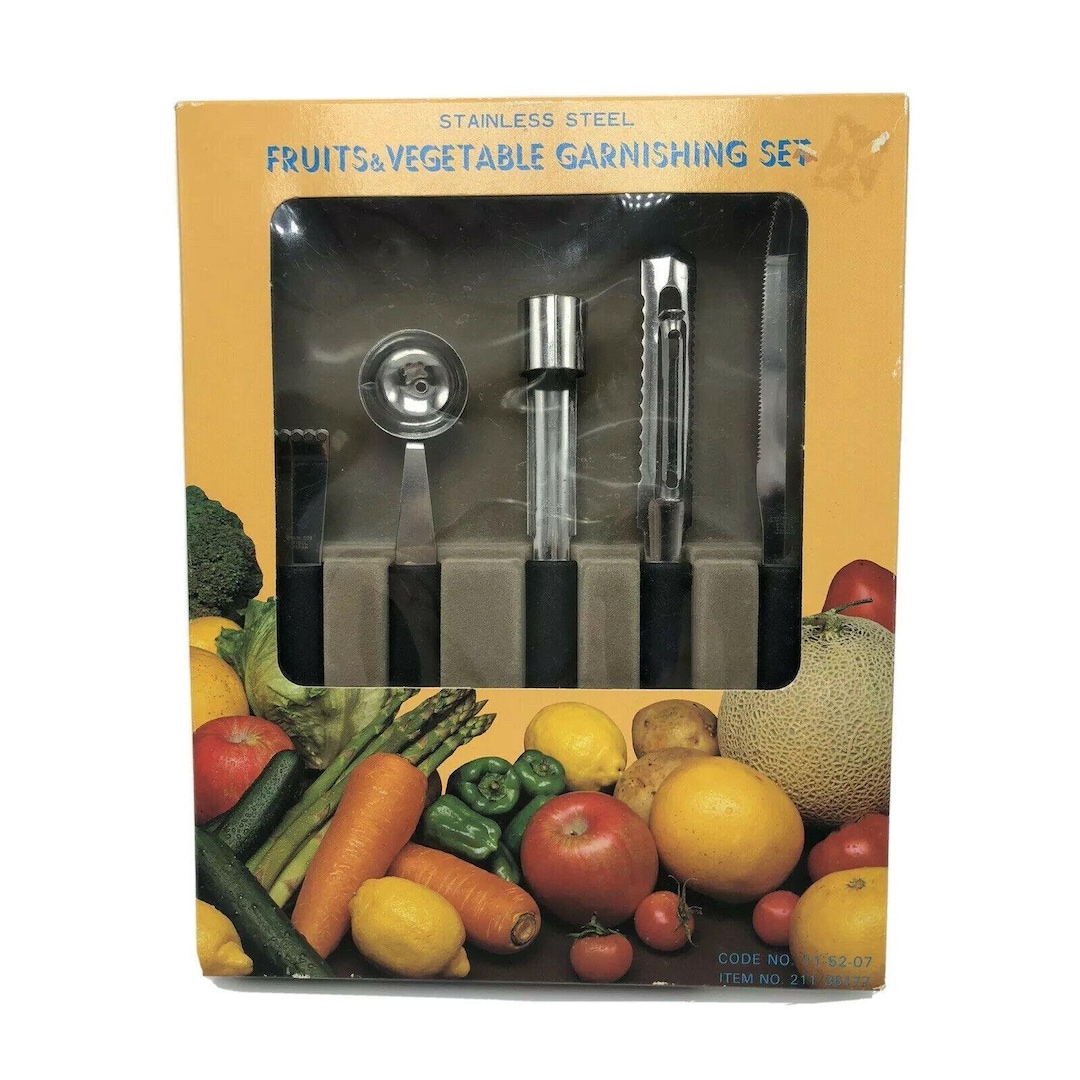 Vintage Kmart Fruit Vegetable Peeler Garnishing Set 5 Piece Stainless