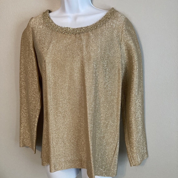Vintage 1960s Gold Metallic Blouse Fashioned by A… - image 1