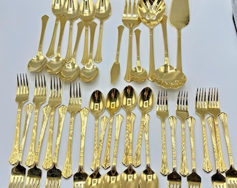 Retroneu Century Gold Flatware Set 38 Pieces Service for 8
