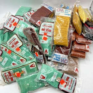 Latch Hook Rug Yarn Lot 40+ Packs Green Brown Yellow Columbia Minerva Craft DIY
