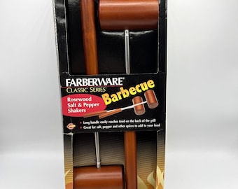 Farberware Barbecue Salt And Pepper Shakers Rosewood Long Handle Vintage 2006