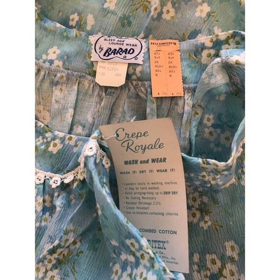 Vintage Barad Crepe Royale Housedress Blue Foral … - image 4