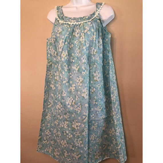 Vintage Barad Crepe Royale Housedress Blue Foral … - image 1