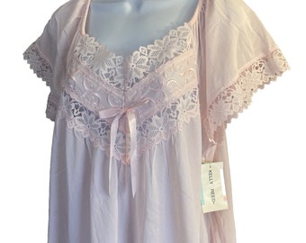 Vintage Kelly Reed Nightgown Pink Semi Sheer Nylon Medium NWT