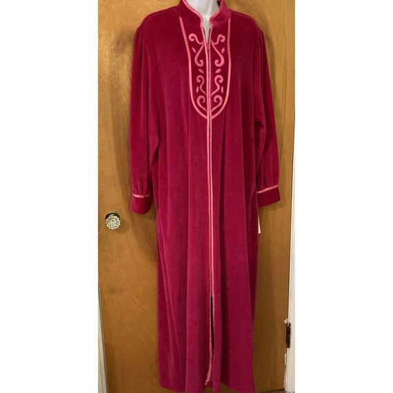 Adonna Long Velour Robe Zipper Nightgown Medium P… - image 6