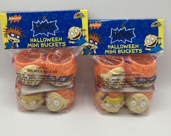 Rugrats Nickelodeon 1998 Halloween Mini Pumpkin Buckets Set 8 Chucky Tommy NIP