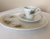 Vintage Mid Century Paul McCobb Starburst Cup Saucer Platter