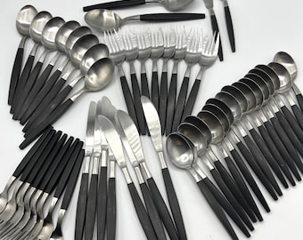 AMC MCM Flatware Black Handle 52 Piece Set Service for 8 Serving Utensils Japan