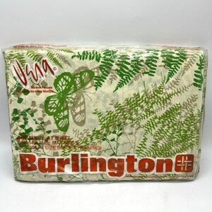 Lenzuolo piatto grande vintage Burlington VERA con felce verde ombra e farfalle