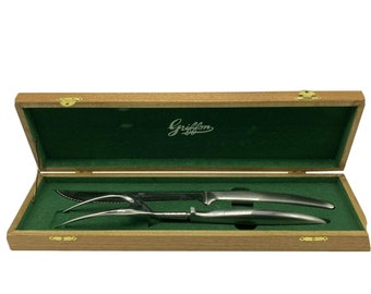 Griffon Carving Cutlery Set Stainless Steel Fork Knife MCM Japan Wood Box