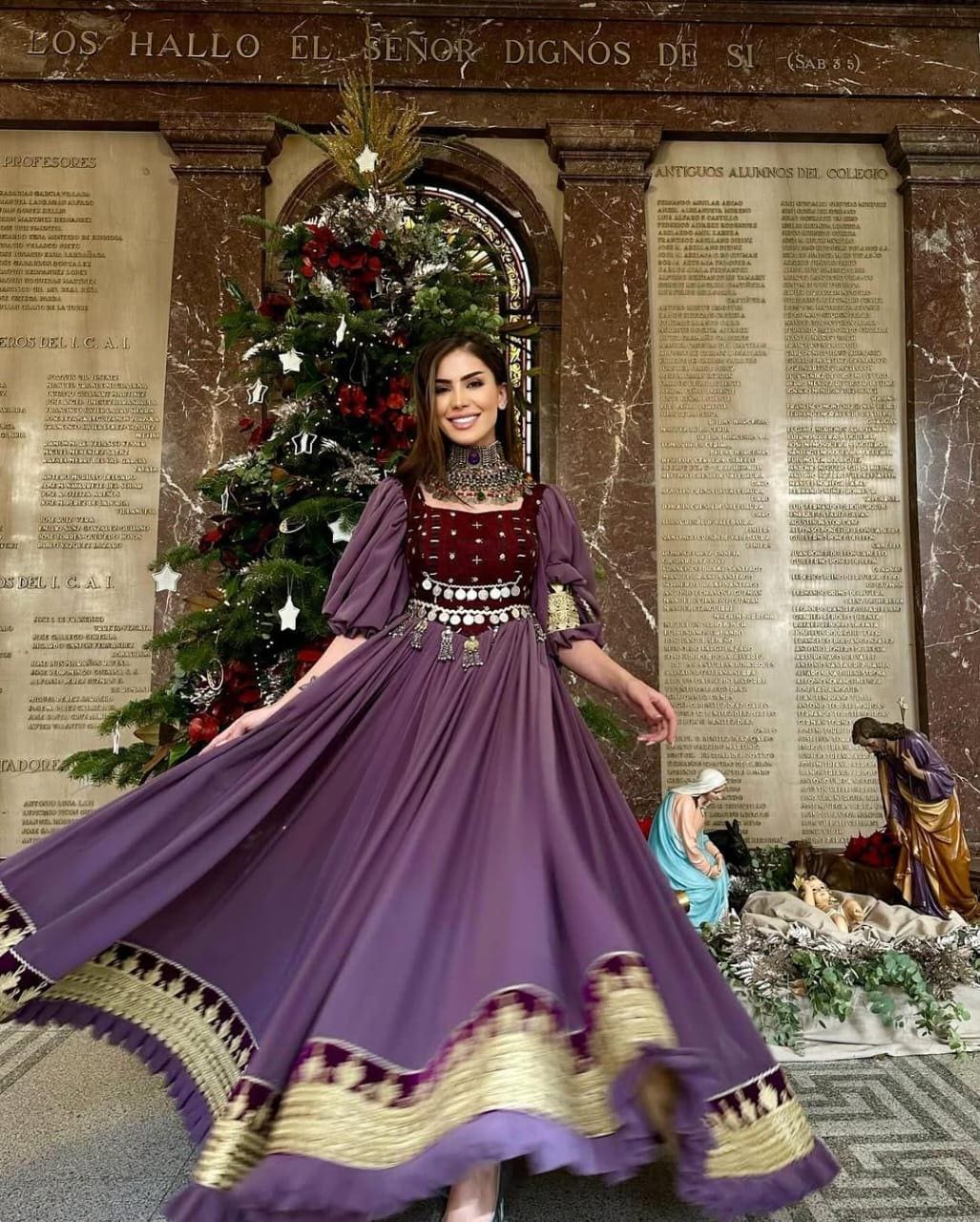 Purple Afghan Dress: Velvet Bodice, Golden Embroidery, Handmade Maxi Purple Afghan Dress: Velvet Bodice, Golden Embroidery, Handmade Maxi
