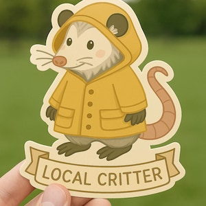 Adorable Local Critter Vinyl Sticker- Cute Animal Opossum Stickers