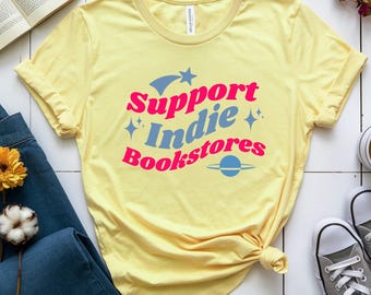 Support Indie Bookstores Shirt: Retro Book Lover Tee
