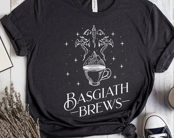 Basgiath Brews Fourth Wing Shirt, Cozy Coffee Dragon Shirt