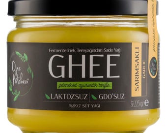 Ojas Kitchen Ayurvedic Clarified Ghee Butter with Garlic | 100% Natural | Lactose Free Cow Ghee | High Smoke Point | Casein Free | 225 gr.