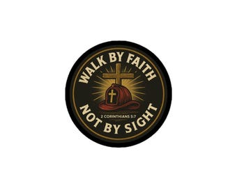 Walk by Faith Not by Sight Firefighter Sticker | Christian Firefighter Gift | 2 Corinthians 5:7 Decal | Faith-Based First Responder Sticker