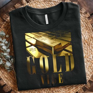 Gold Vibe T-Shirt Design: Retro Metallic PNG (Digital Download)