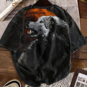 Wolf Halftone T-Shirt Design, Wild Animal Spirit PNG, Retro Forest Wolf Graphic for DTF, DTG, Sublimation Digital Download, Aesthetic Nature